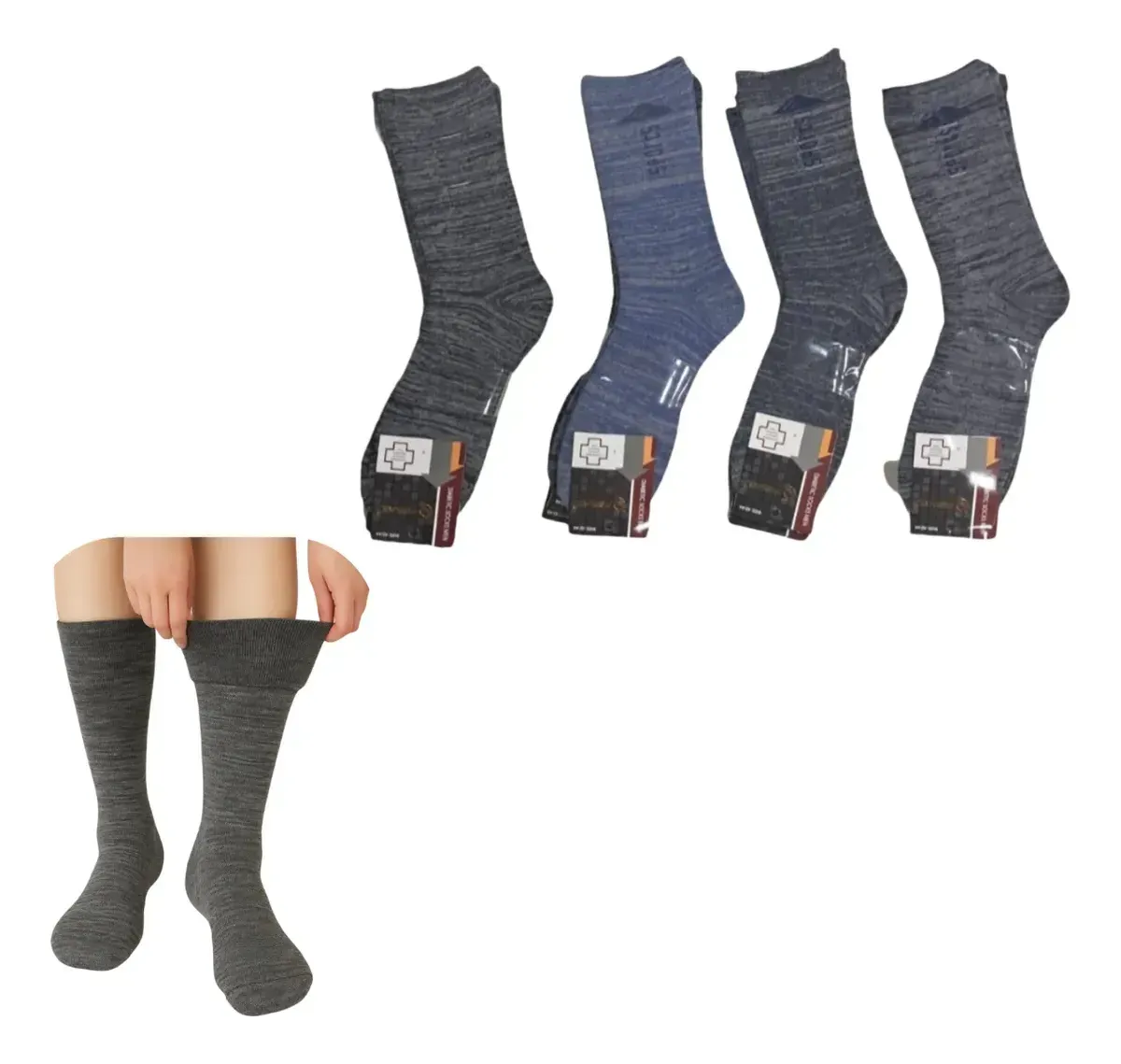 Pack X3 Soquete Largo Para Diabético Pie Sensible Elastizado De Hombre