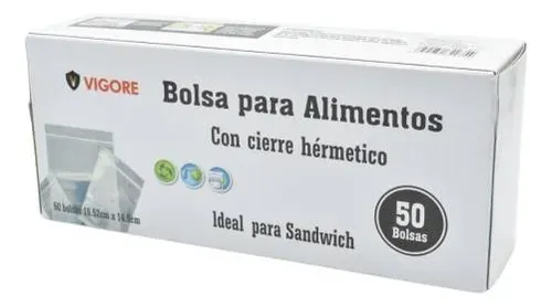 Bolsa Ziploc Hermética Para Alimentos X50 Frezzer Hogar