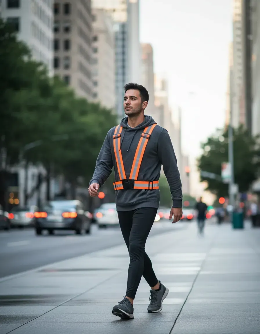 Chaleco Cintas Reflectiva Elástico Tránsito Moto Seguridad Naranja