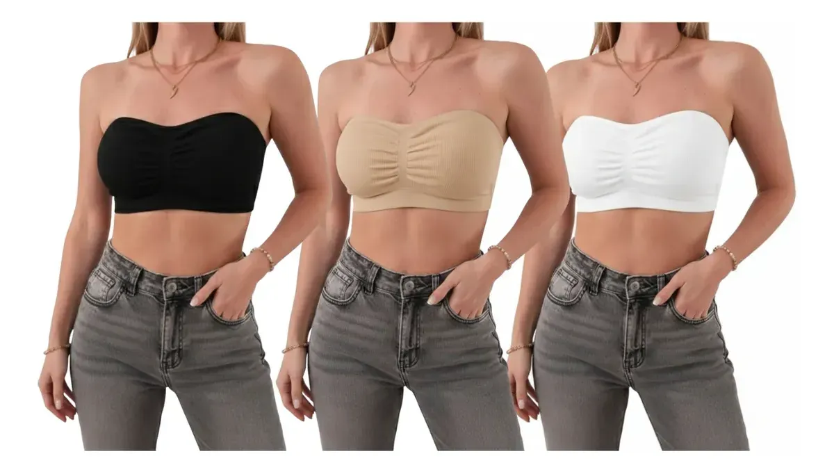 Pack X3 Soutien Strapless Transparente C/ Relleno Extraible