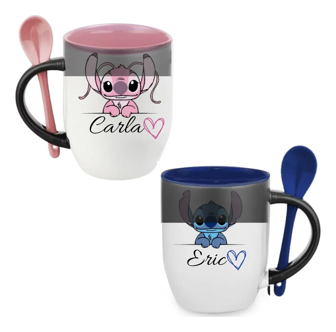 Taza Mágica Con Cuchara Pack X2 Regalo Pareja Amor