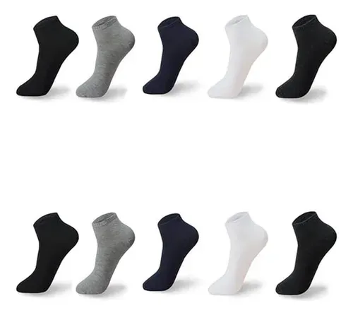 DOCENA DE SOQUETE NEGRO BLANCO COLORES INVISIBLE  UNISEX