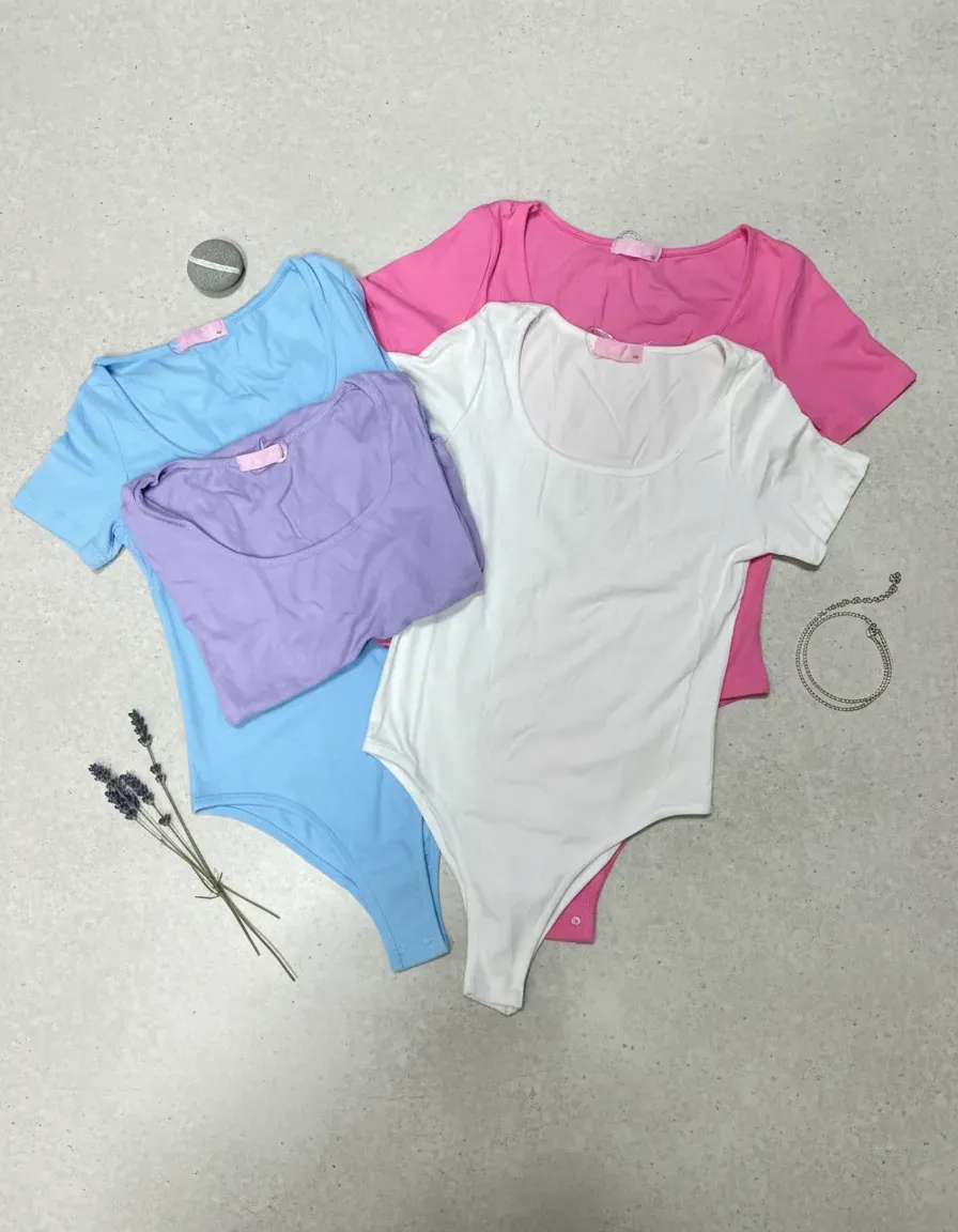 Pack X2 Body De Mujer Manga Corta Broche Cuello Redondo