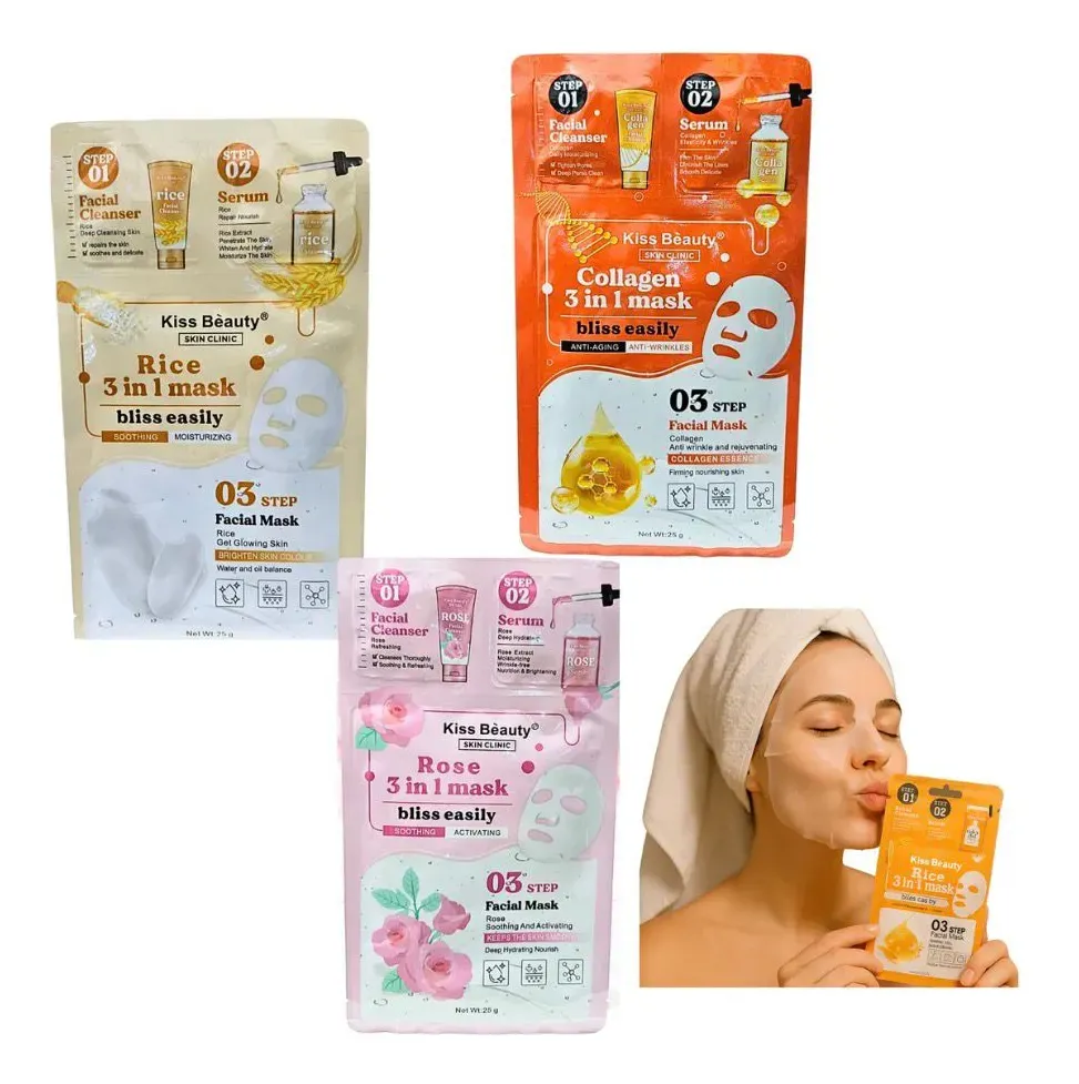 Pack X3 Mascarilla 3 en 1 Surtida Limpia Humecta Hidrata