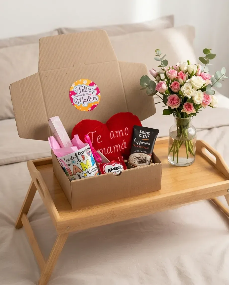 Caja Regalo Sorpresa Día De La Madre Con Taza Floreada