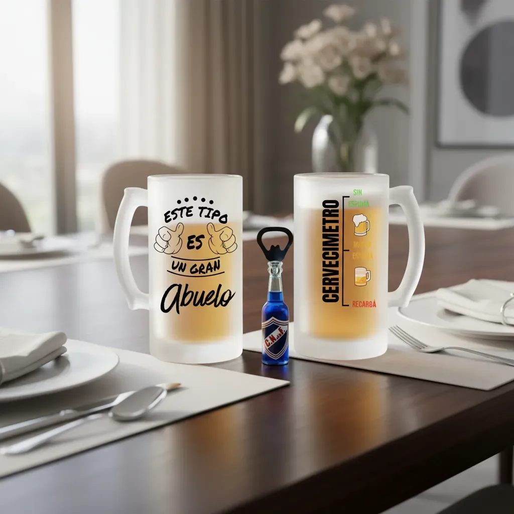 Jarra Cervecera Personalizada + Regalo Llavero Abuelo Futbol