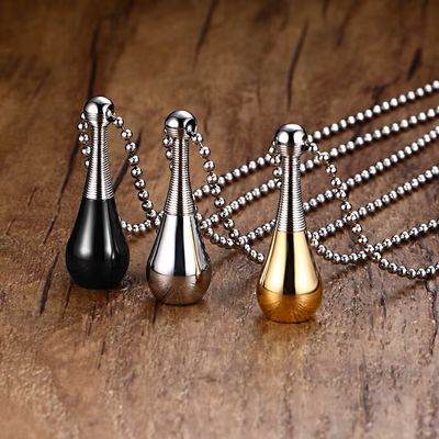 Screw Top Stainless Steel Perfume Bottle Pendant Necklace Waterproof Bowling Pin Shape