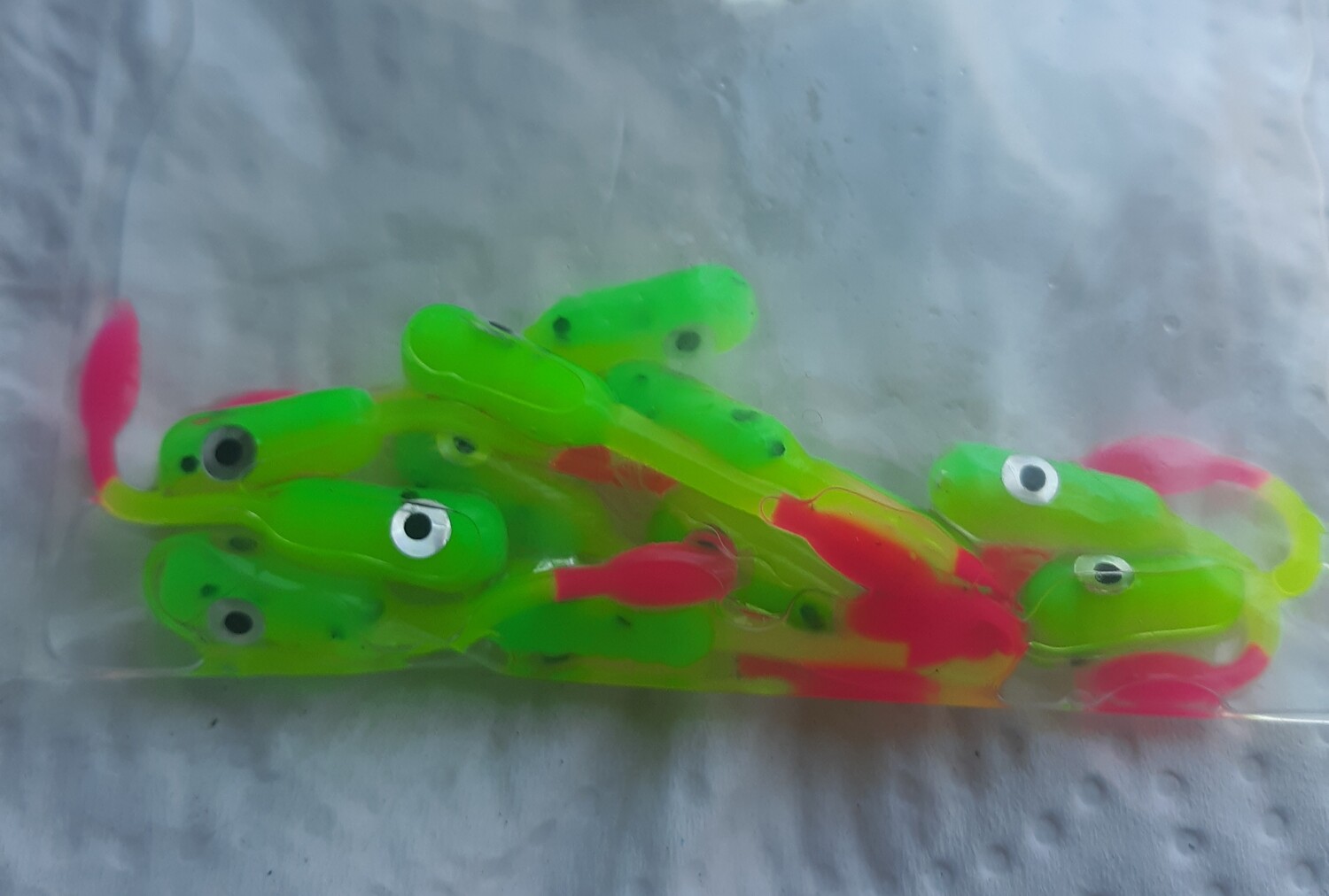 1.5&quot; Crappie killer Jr trio chartruse green, Chartreuse yellow, &amp; Hot pink12 per pack