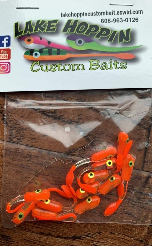 1.5&quot; Crappie killer Jr trio sizzlin orange, clear &amp; sizzlin orange 12 per pack