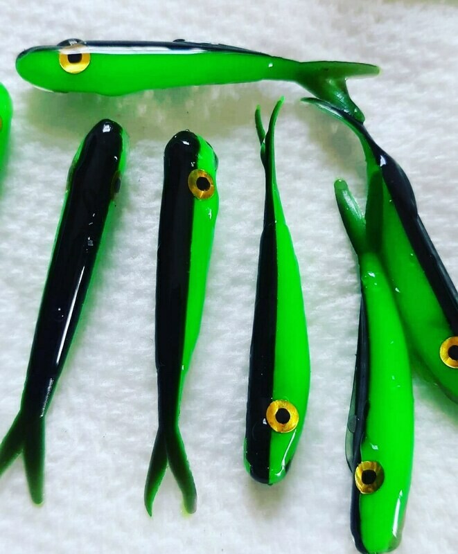 1.5&quot; Baby fluke 10pk Green assassin