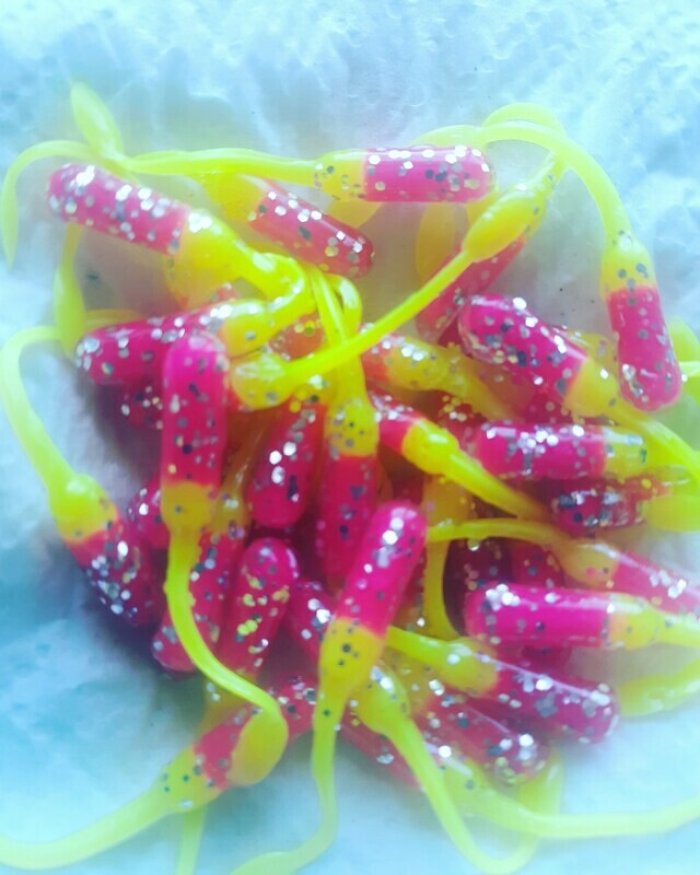 2&quot; nummes Hot Pink/Silver flake &amp; Blinding Chartruse 12 per pk