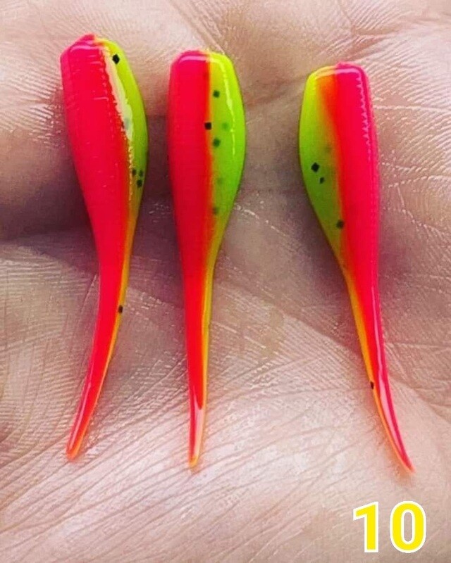 2&quot; Candy shad  Hot pink &amp; Limetruse  12 per pack