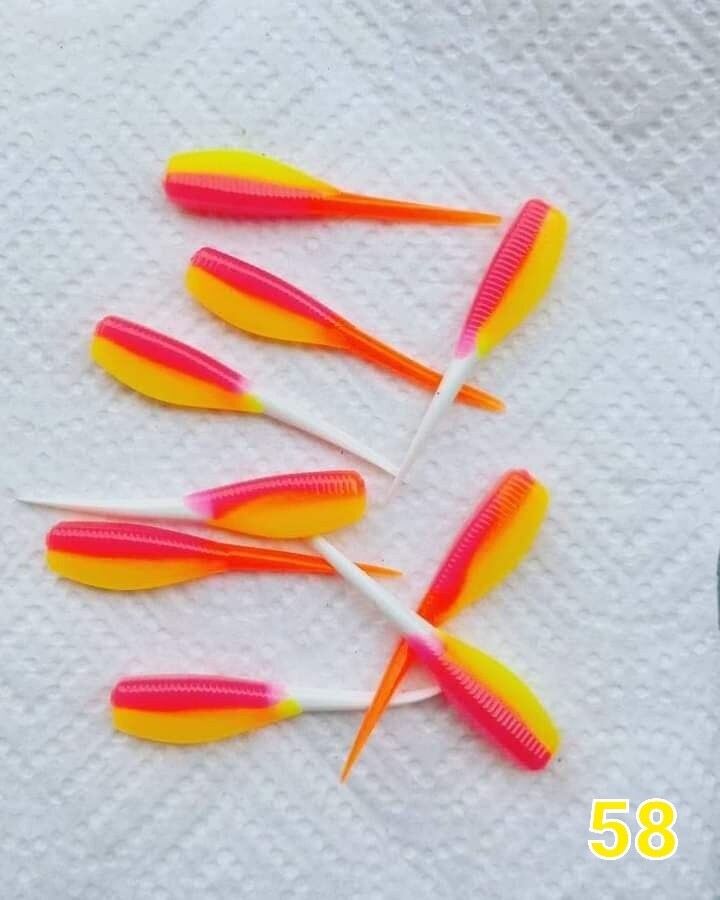 2&quot; Candy shad  Hot pink Chartreuse &amp; white tail 12 per pack
