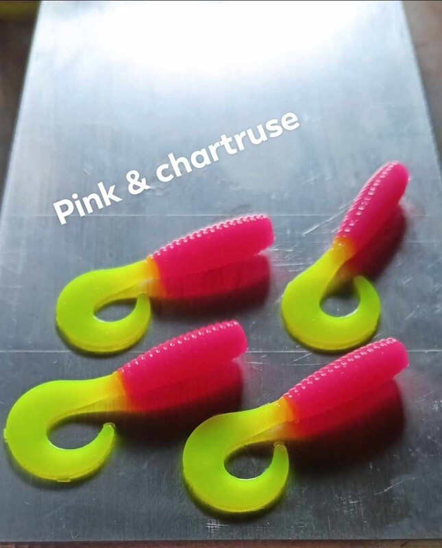 2&quot; Wiggle tail twisters 
16 per pack
Hot pink 💗 chartreuse