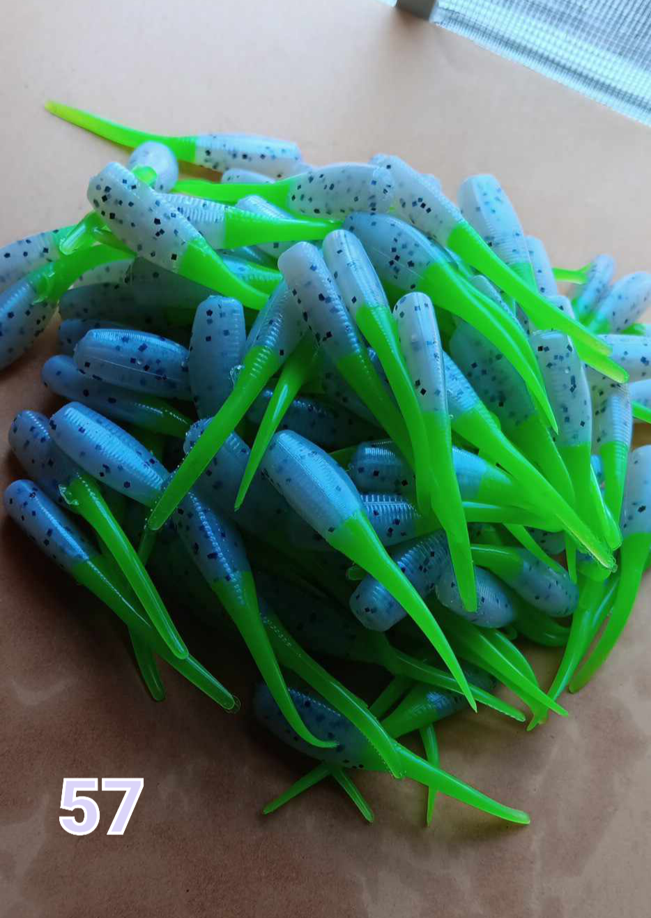 2&quot; Candy shad 
12 per pack 
Blue monkey milk &amp; Limetruse