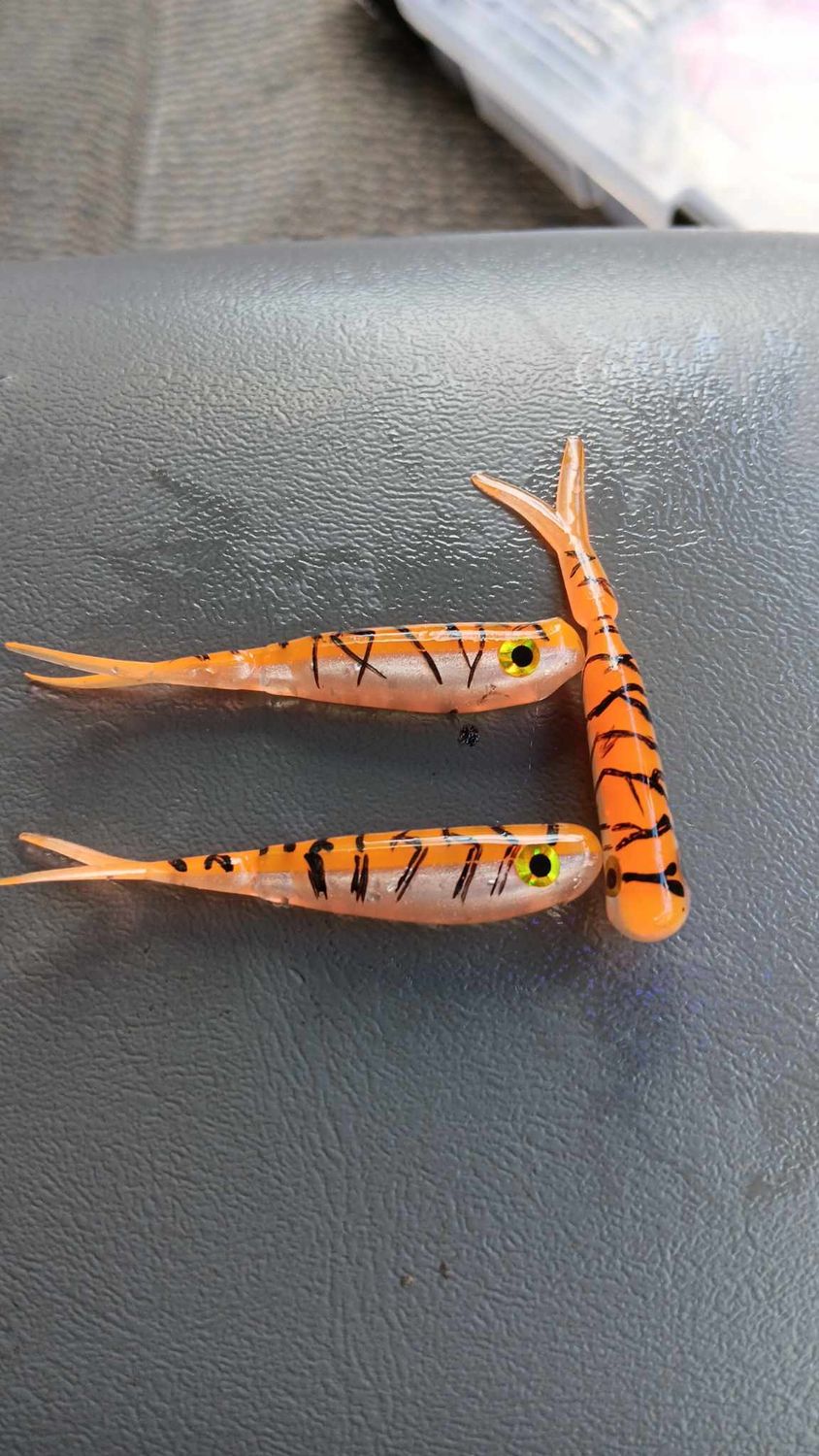 2 1/4&quot; Mad hoppin minnows 
Orange tiger 
10 per pack