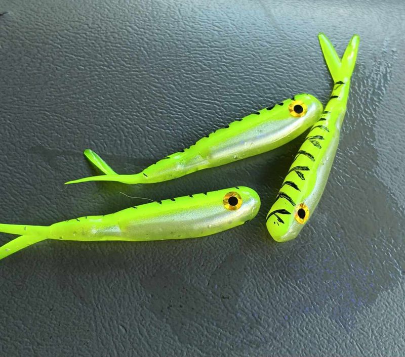 2 1/4&quot; Mad hoppin minnows 
Chartreuse tiger
10 per pack