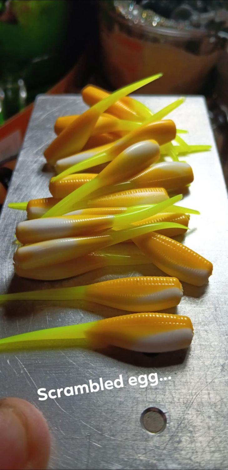2&quot; Candy shad Yellow, white &amp; Chartreuse tail 12 per pack