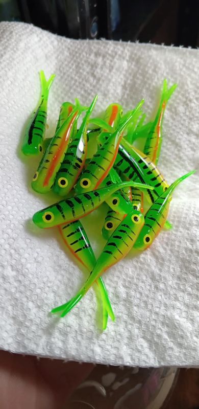 2&quot; Crappie minnow Limetruse  Tiger  Each 1 is hand painted  10 per pack