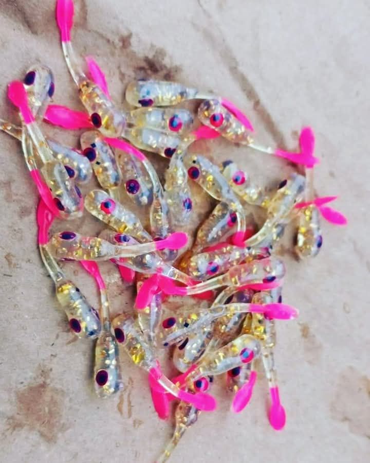 1.5&quot; Crappie killer Blue Pearl/gold/hot pink 💗 12 per pack