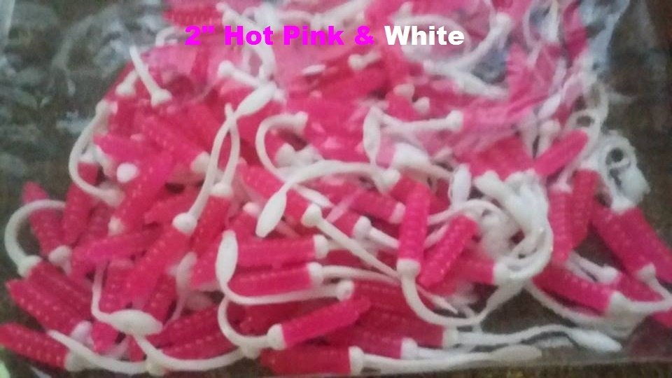 Hot Pink & White 2" nummies 100 per pack