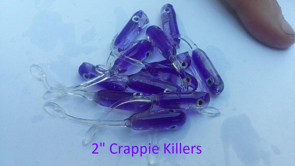 2" purple/clear Crappie Killers 12 per pk