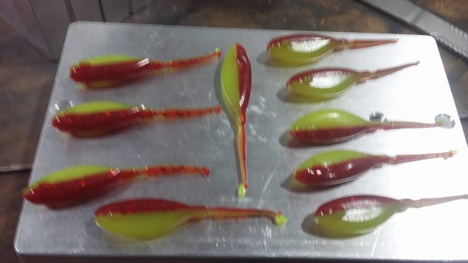 1 7/8" Stinger Shad Red & Red Flake & Chartuse 10 per pk