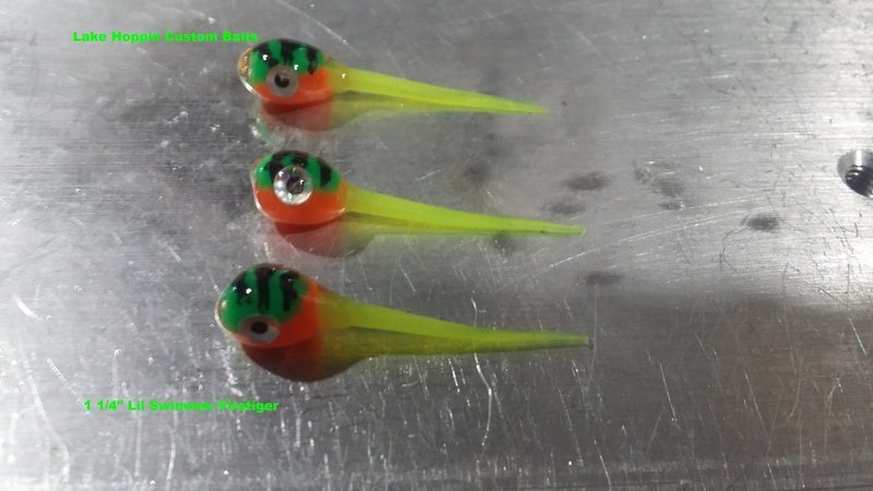 1 1/4&quot; tiger perch/chartruse tail Custom Lil Swimmers  10 per pk