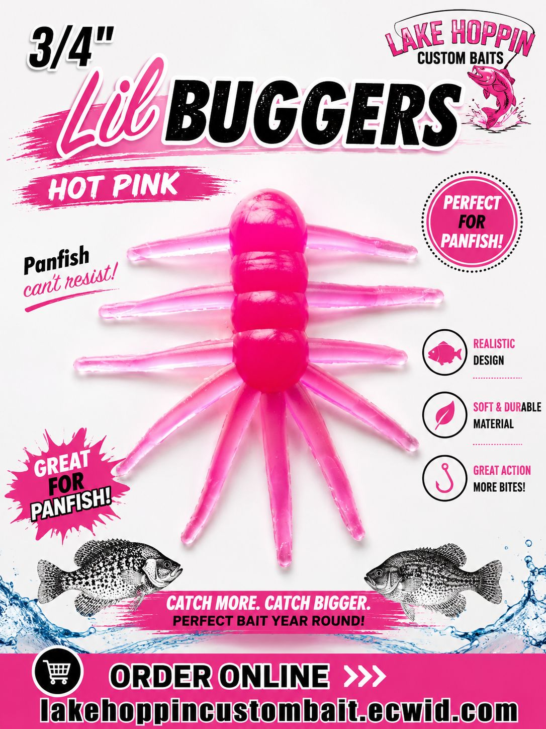 100 3/4" Lil Buggers  Smokin Pink