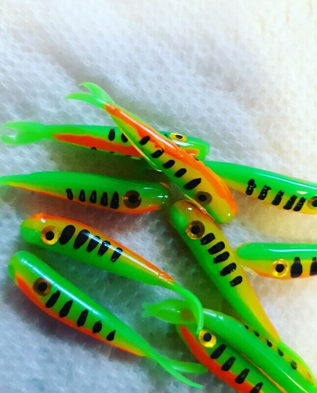 1.5" Baby fluke 10pk green tiger