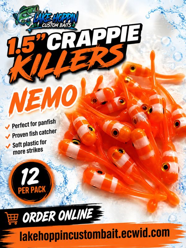 Each one is handmade and hand cut 1.5 Crappie killers  12 per pack