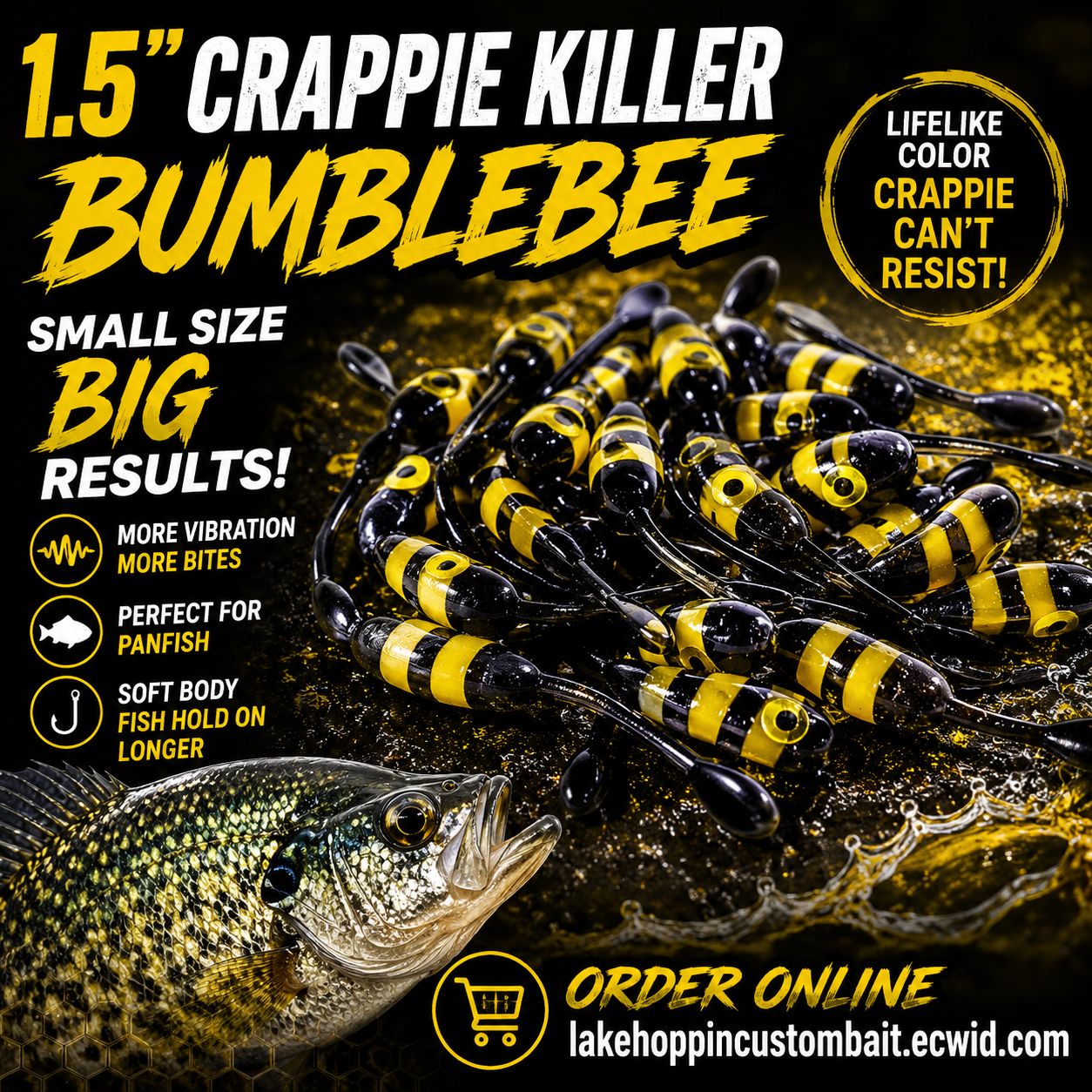 Each one is handmade and hand cut 1.5 Crappie killers  12 per pack