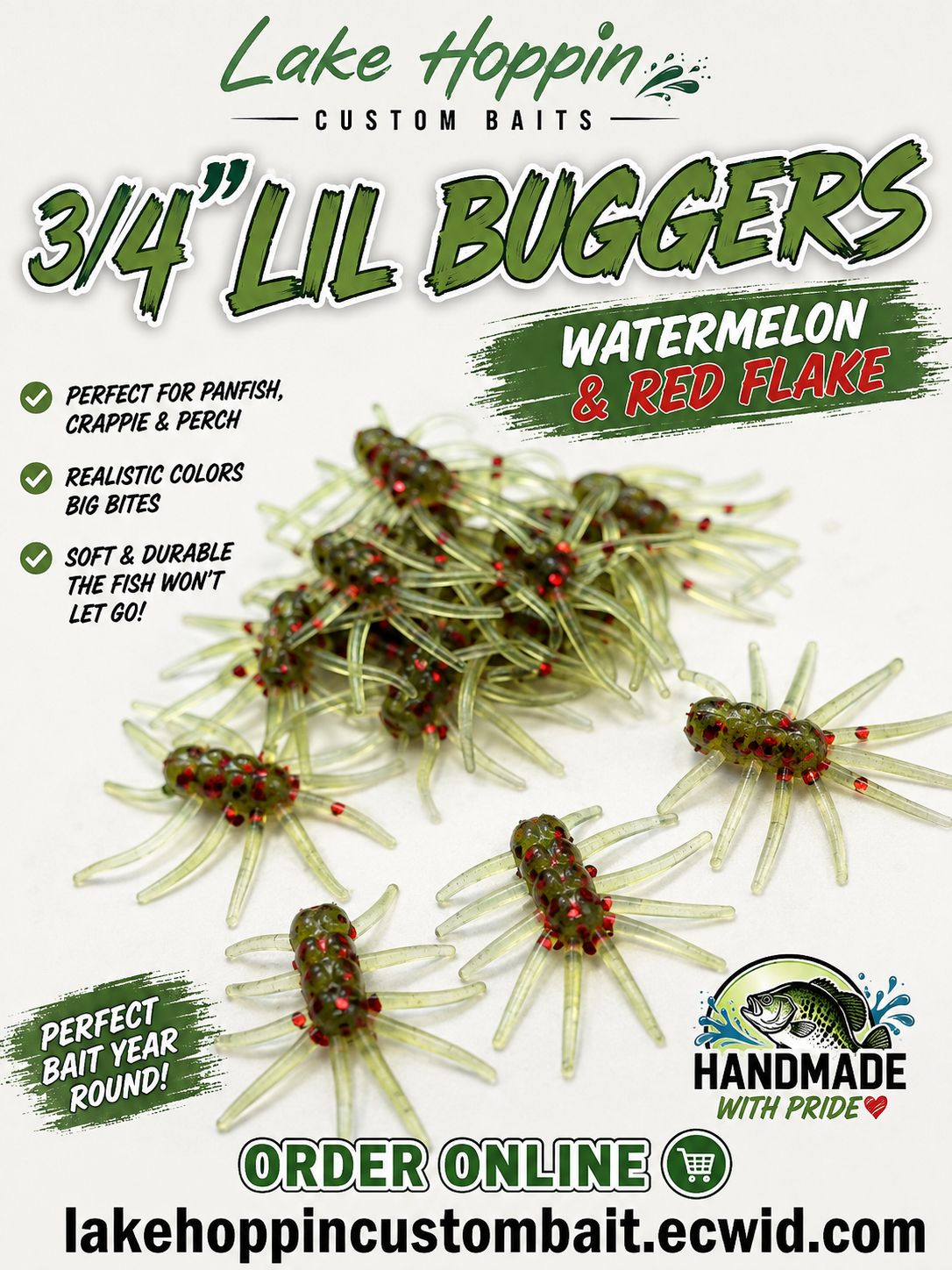 3/4" Lil buggers  100 per pack  Watermelon &amp; red flake