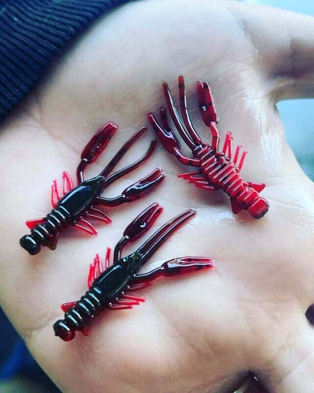 1.5" Crappie claws crawfish  Red &amp; black  8 per pack