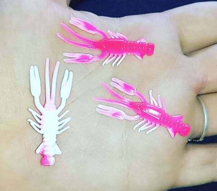 1.5" Crappie claws crawfish  White &amp; Hot pink  8 per pk