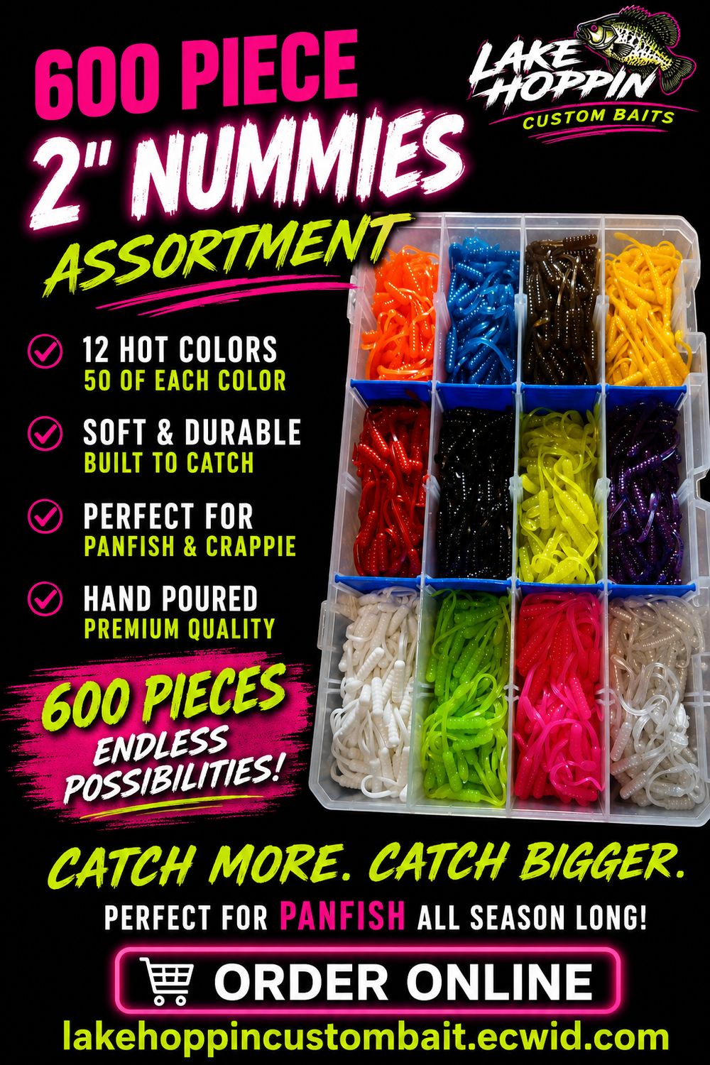 2" Nummies   600 piece  50 of ea color
