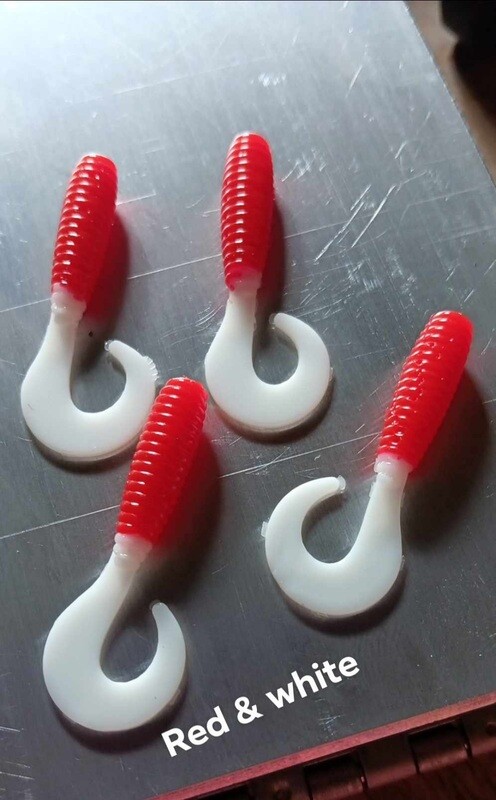 2" Wiggle tail twisters  16 per pack Hot pink white