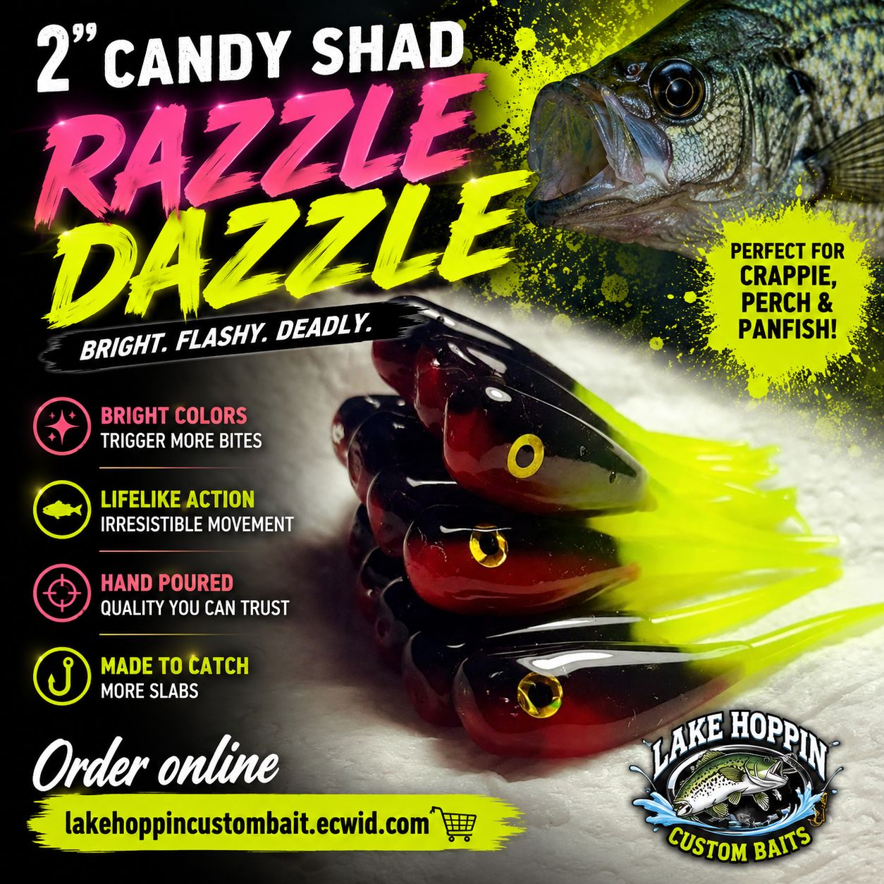 2" Candy shad eyes 12 per pack