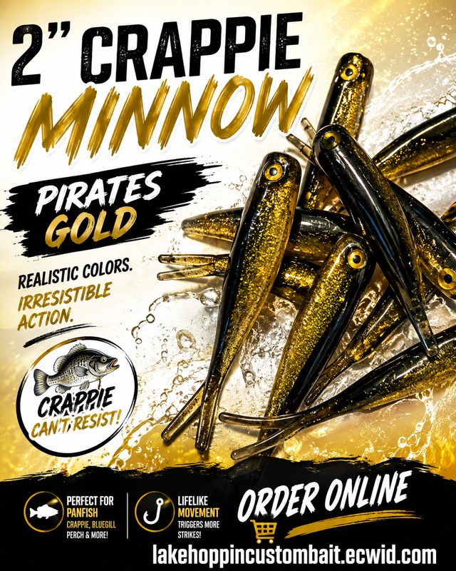 2" Crappie Minnow  10 per pack Black &amp; gold