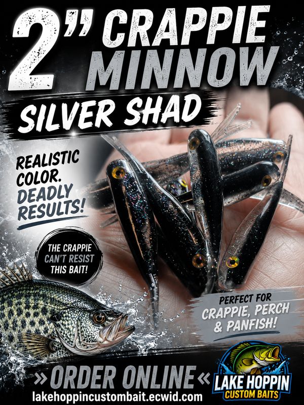 2" Crappie minnow  10 per pack  Black &amp; clear/silver halo flake