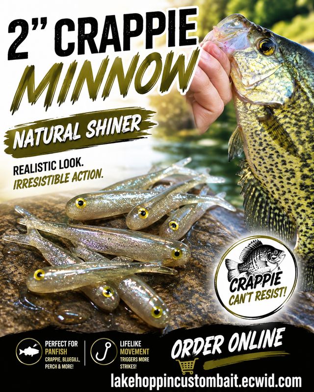 2" Crappie minnow  10 per pack  light silver gray back, silver &amp; silver flake and violet pearl belly