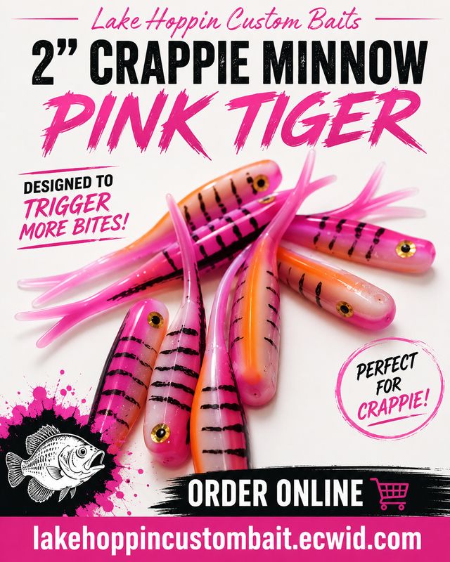 2" Crappie minnow   Pink assassin   Each 1 is hand painted  10 per pack