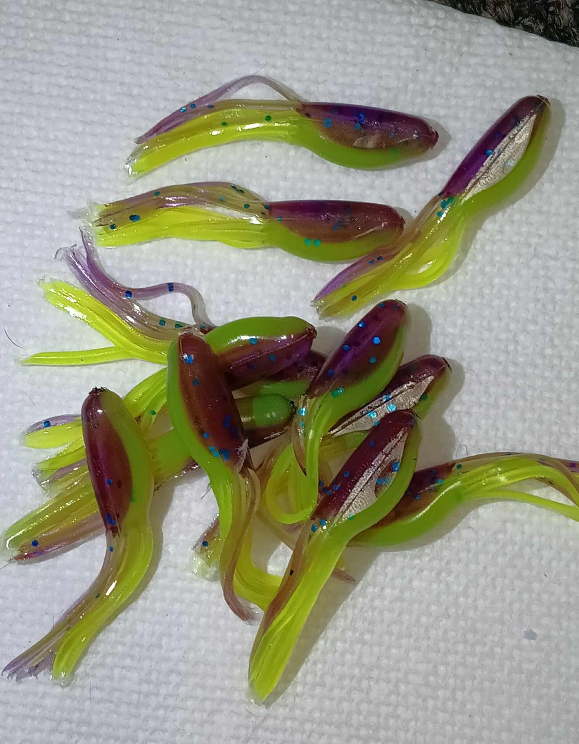 1.8" tubes 12 per pack Junebug/flake &amp; chartreuse