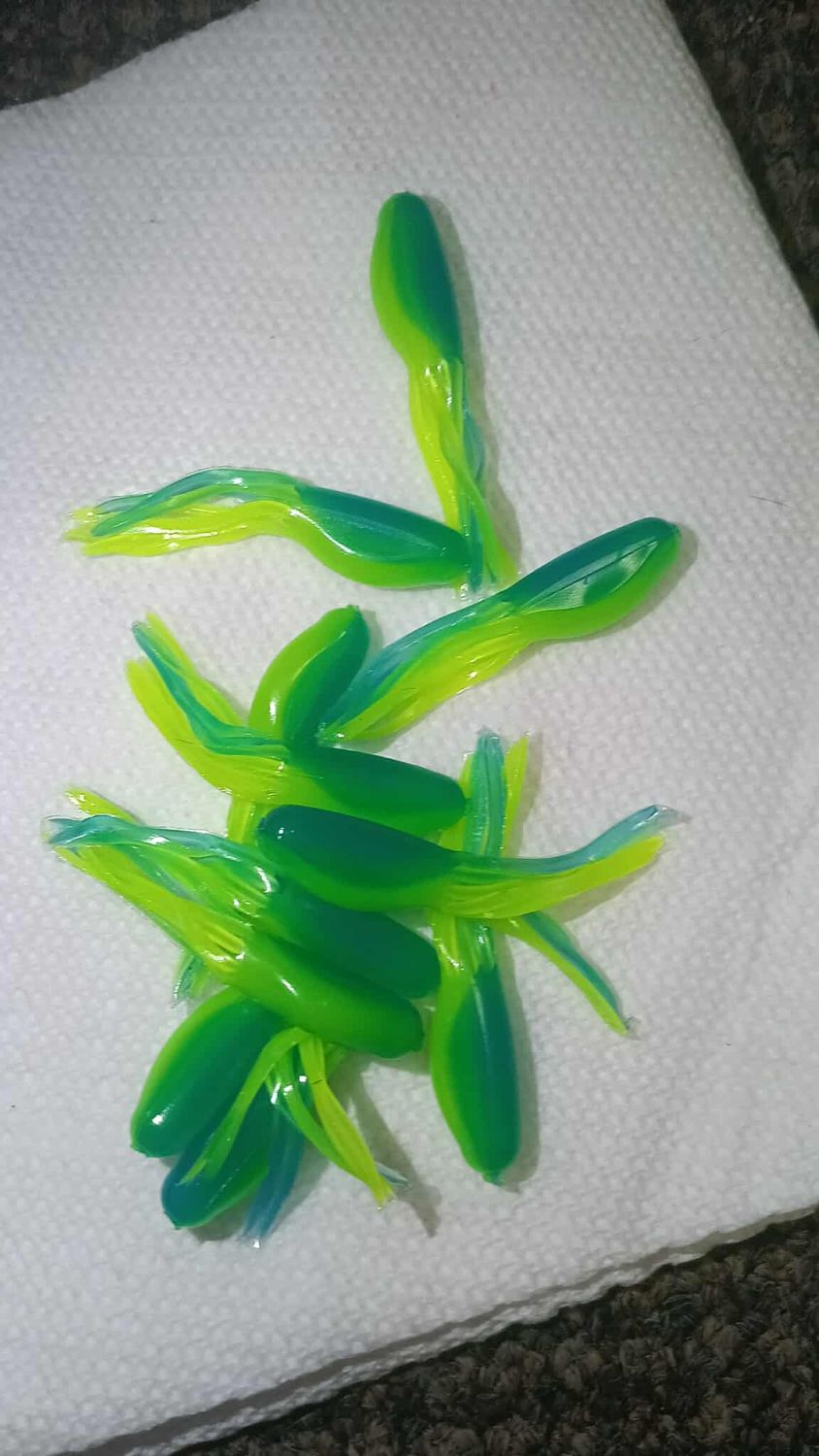 1.8" tubes 12 per pack Blue &amp; chartreuse