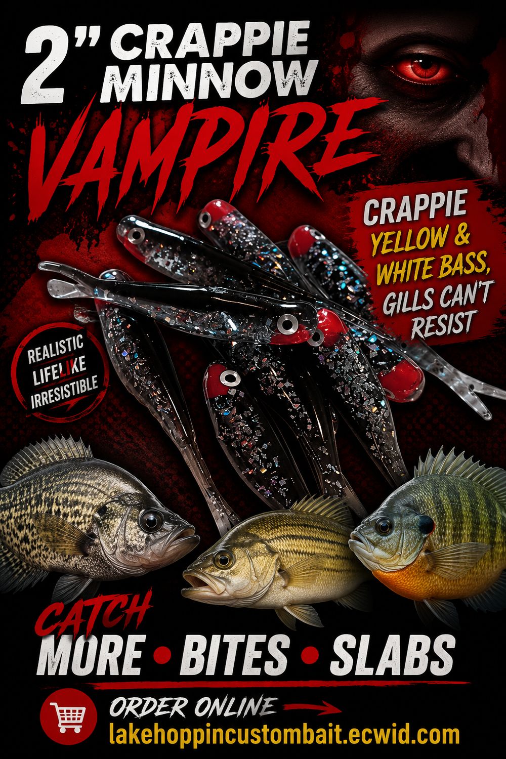 2" Crappie minnow  10 per pack Vampire