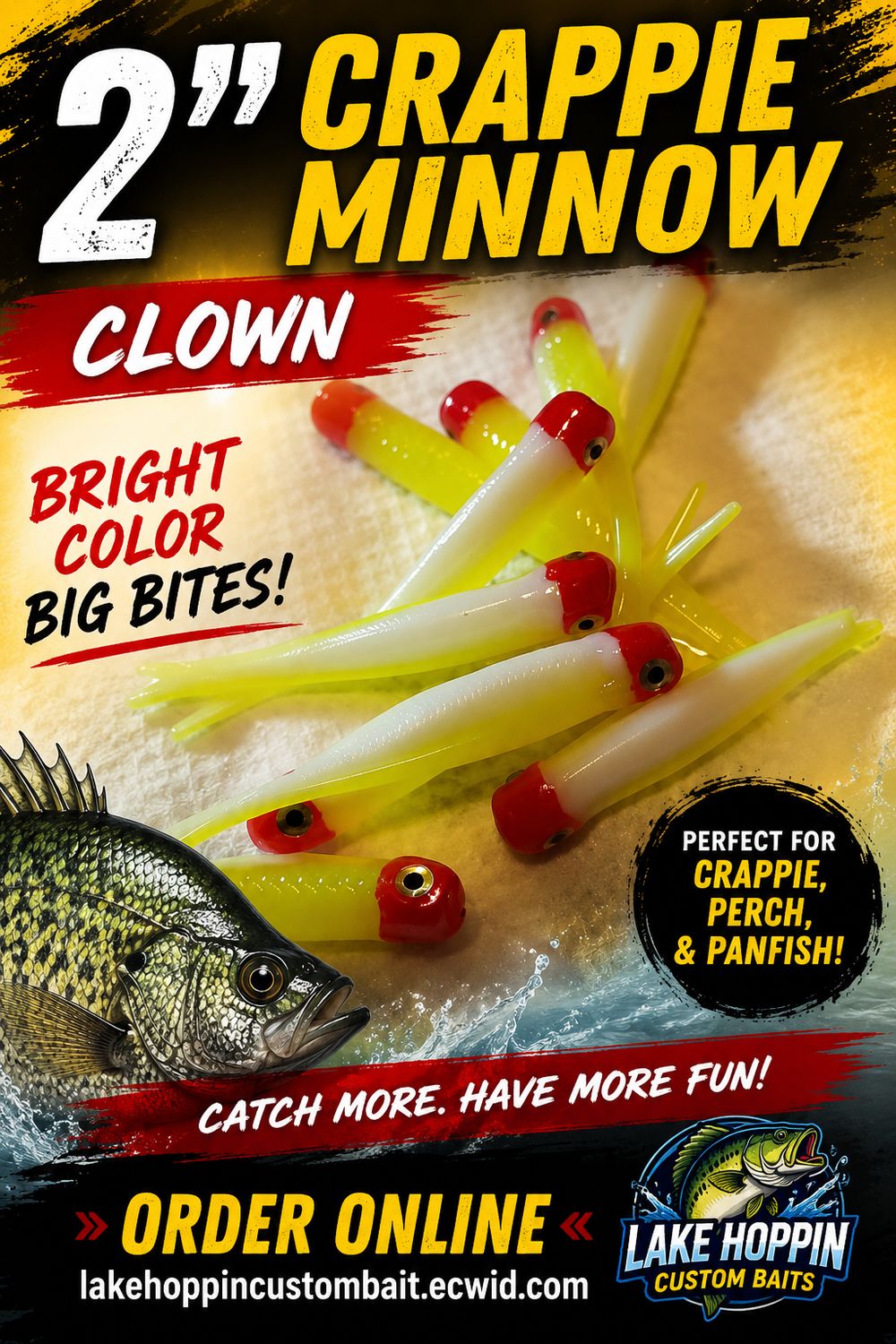 2" Crappie minnow  Clown assassin  10 per pack