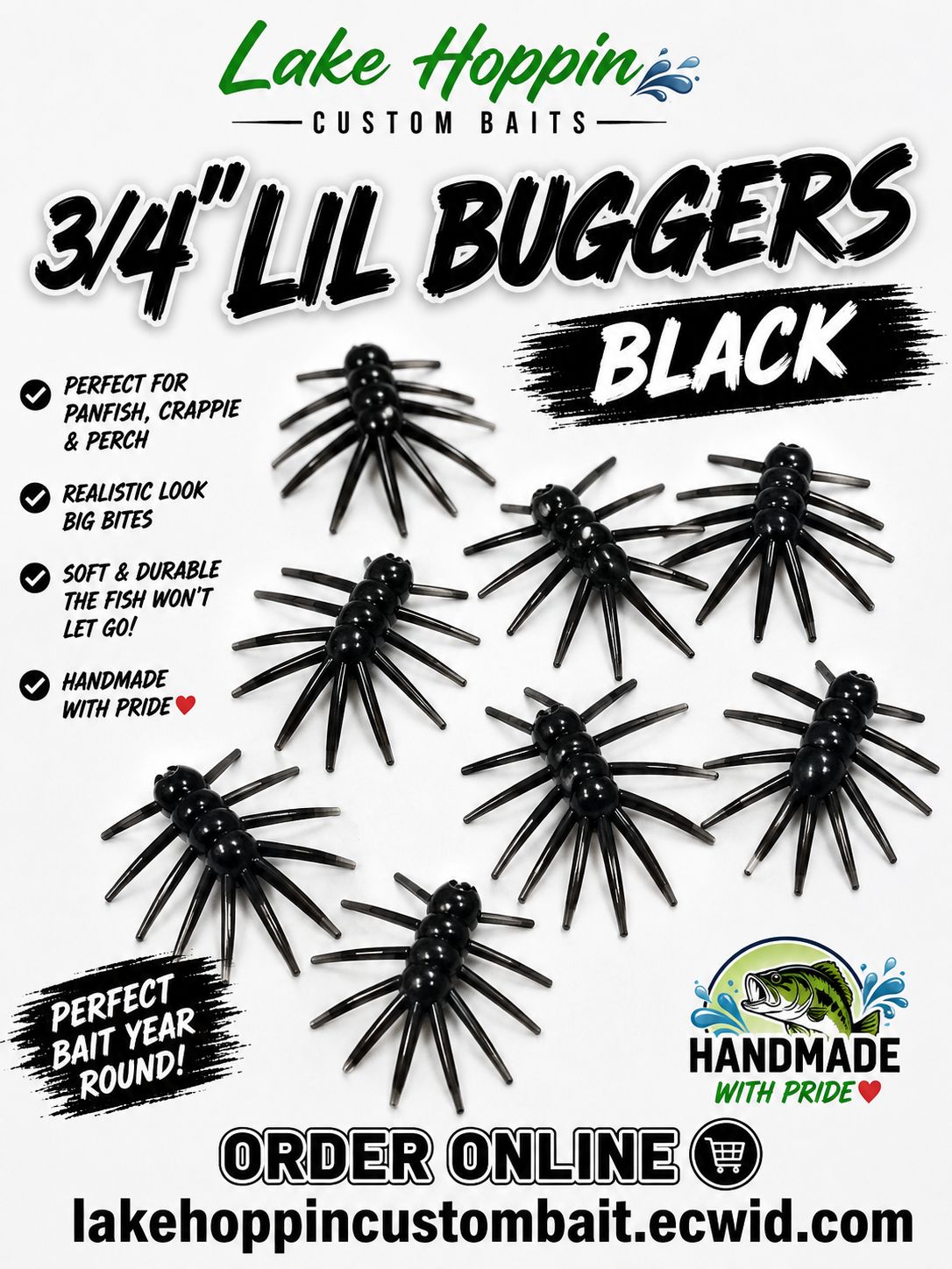 3/4" Lil buggers  50 per pack  Black