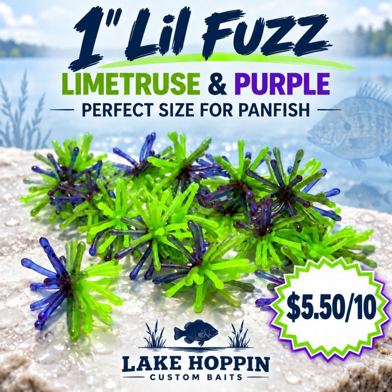 1" Lil fuzz Purple &amp; Limetruse  10 per pack