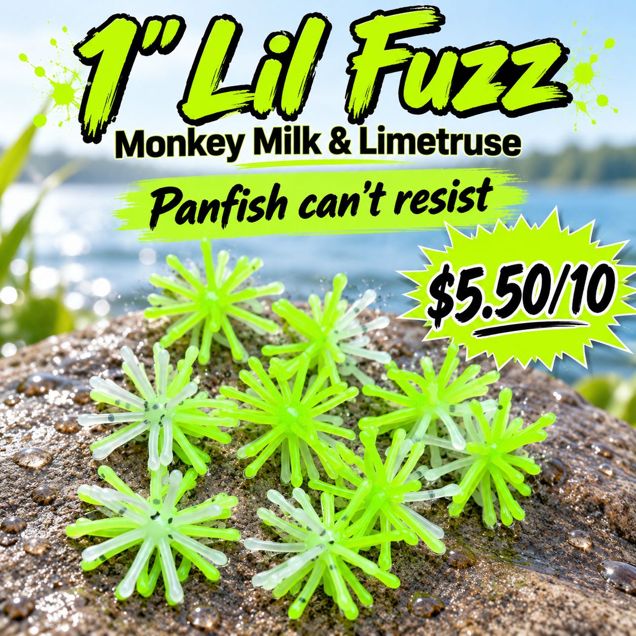 1" Lil fuzz Monkey milk &amp; Limetruse  10 per pack
