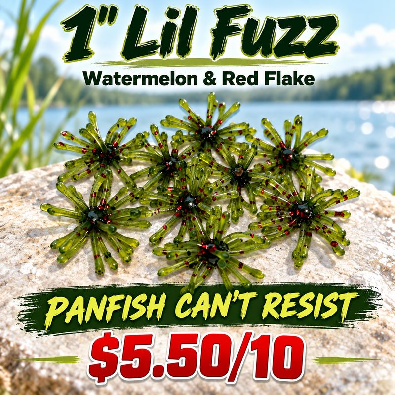 1" Lil fuzz  Watermelon &amp; red flake  10 per pack